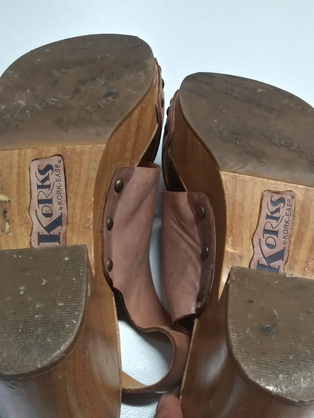Kork Ease Mauve Studded Wooden Heel Sling Back Heel Size 9